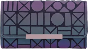 Women Geometric Luminous Wallet Rhomboids Lattice Purse Iridescent Long Coin Clutch Holographic Reflective Wallets