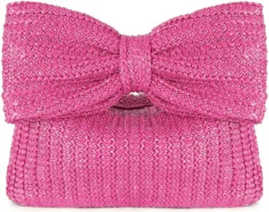 Women Straw Bow Purse Summer Beach Bag Woven Clutch Bag Vacation Tote Party Handbags Wedding Formal 2025 New