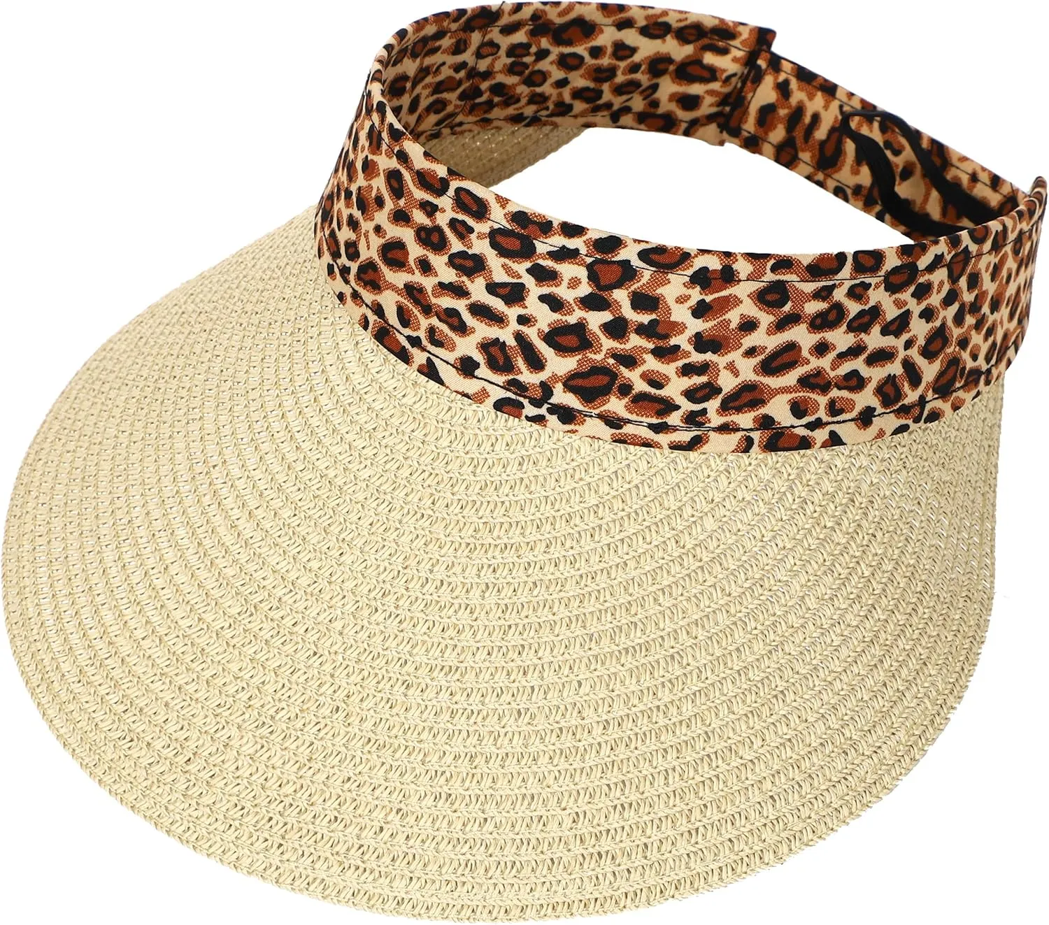 Women Wide Brim Straw Visor Sun Hat UV Protection Packable Beach Cap for Summer UPF 50 