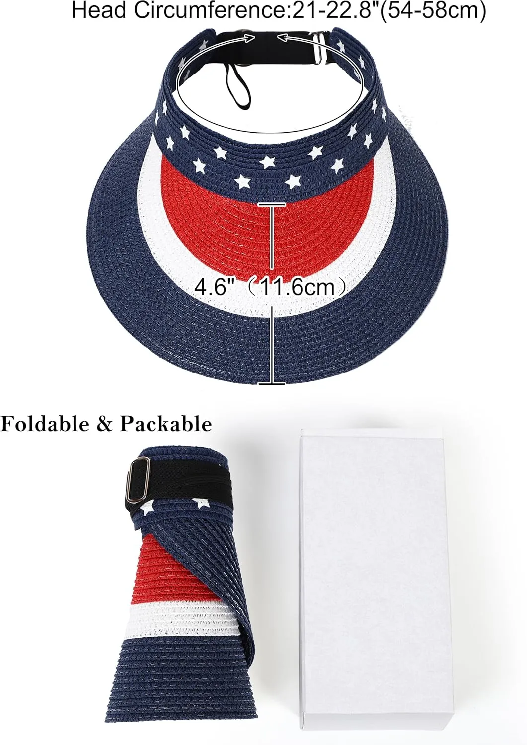 Women Wide Brim Straw Visor Sun Hat UV Protection Packable Beach Cap for Summer UPF 50 