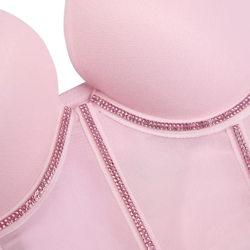Womens Embellished Corset Bra Top