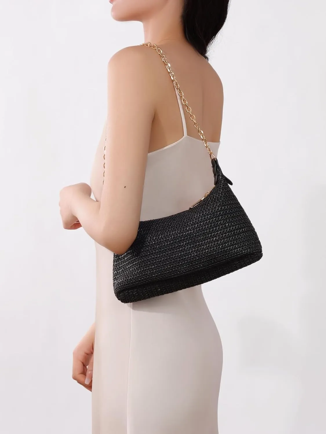 Women's Straw Woven Beach Bag Summer Vacation Shoulder Purse