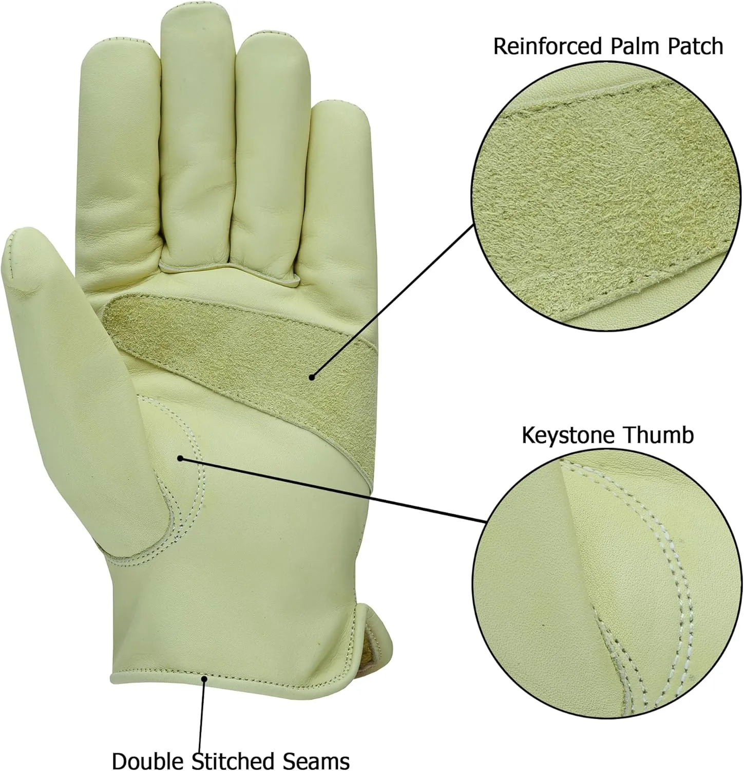 Work Gloves Cowhide Leather Reinforced Durable Construction Hand Tools Driving Gardening Work Safety Gloves
