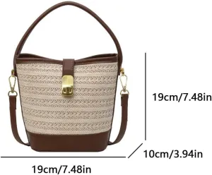 Woven Bag for Women,Summer Straw Purses and Handbags,Beach Bag Straw Crossbody Bags Vintage Bucket Bag with Strap