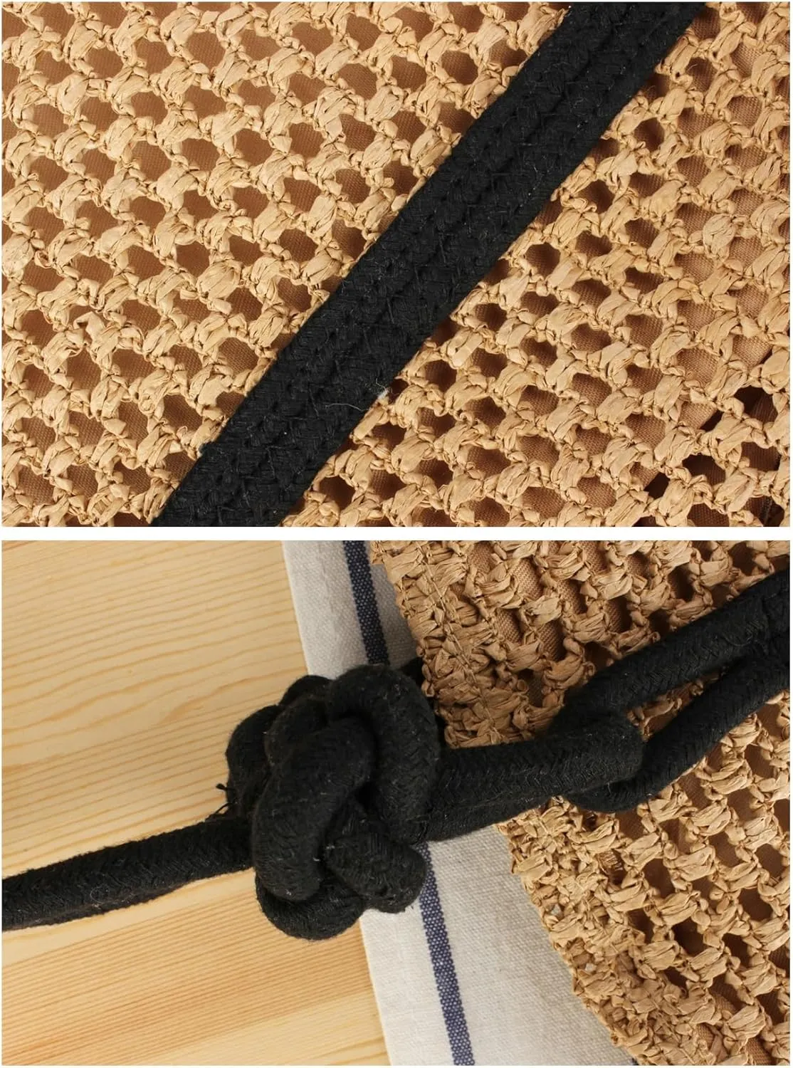Woven Shoulder Tote Bag Women 2025 Summer Beach Bag Straw Handbag Cotton Rope Handles Commute Shopping Square