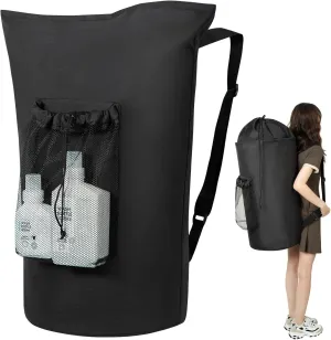 WOWLIVE Laundry Bag Backpack,115L Extra Large Travel Laundry Hamper Bag with Mesh Pocket & Adjustable Shoulder Straps Laundry basket bag with Drawstring for College Dorm,Apartment,Students (Black)