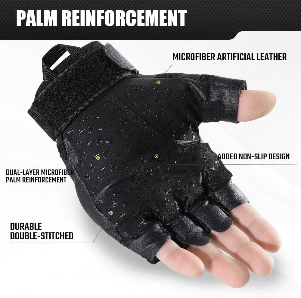 WTACTFUL Fingerless Tactical Gloves for Men, Airsoft Motorcycle Cycling Outdoor