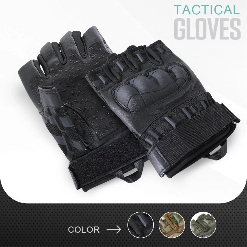 WTACTFUL Fingerless Tactical Gloves for Men, Airsoft Motorcycle Cycling Outdoor