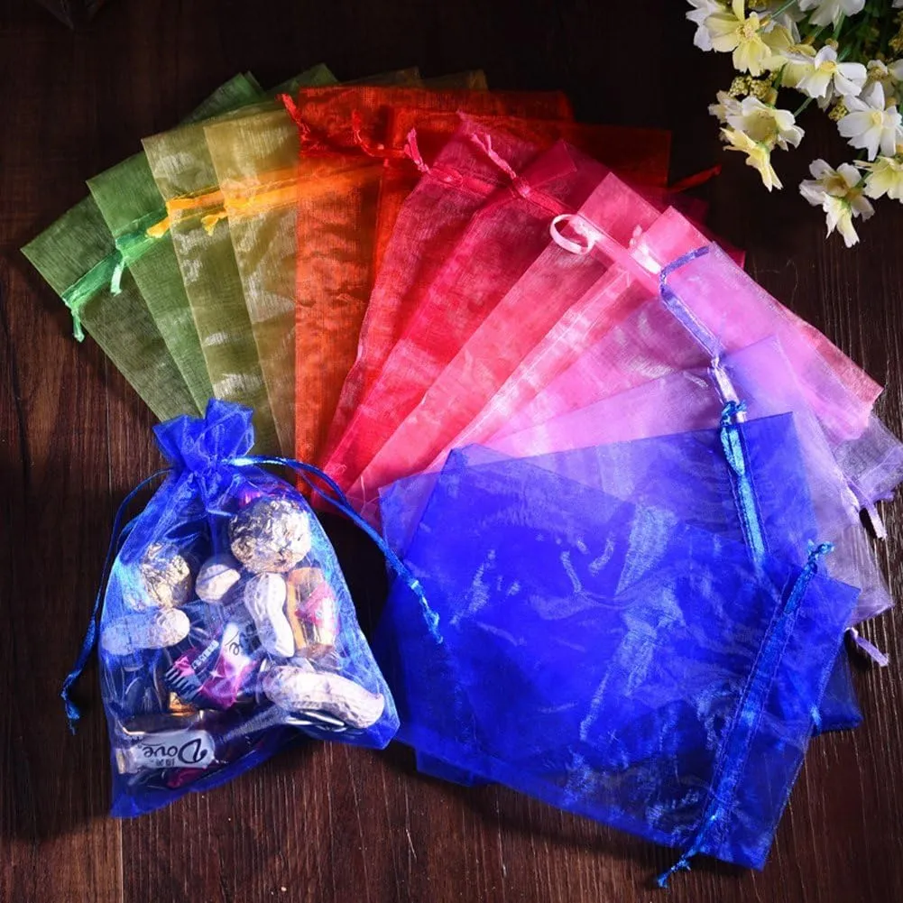 Wudygirl Organza Bags 6x9 50PCS With Drawstring - Storage Pouches for Jewelry, Candles, Brushes, Cards, Cosmetics, Wine Bottles - Birthday, Wedding Favor, Holiday (50pcs Blend 6.7x9)