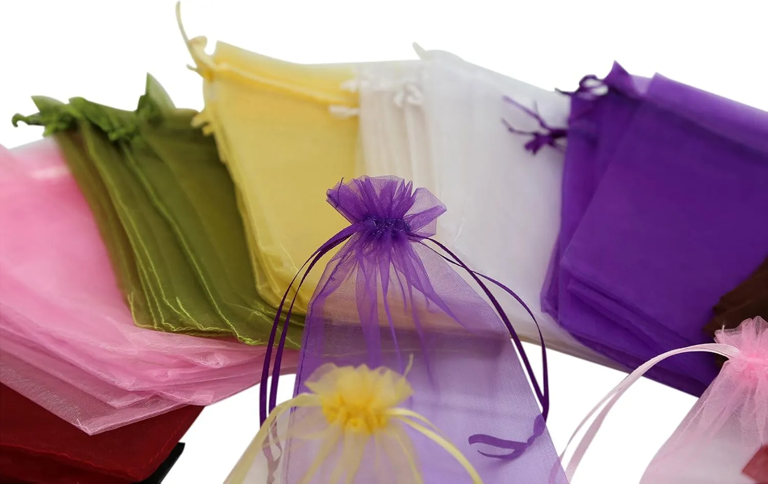 Wudygirl Organza Bags 6x9 50PCS With Drawstring - Storage Pouches for Jewelry, Candles, Brushes, Cards, Cosmetics, Wine Bottles - Birthday, Wedding Favor, Holiday (50pcs Blend 6.7x9)