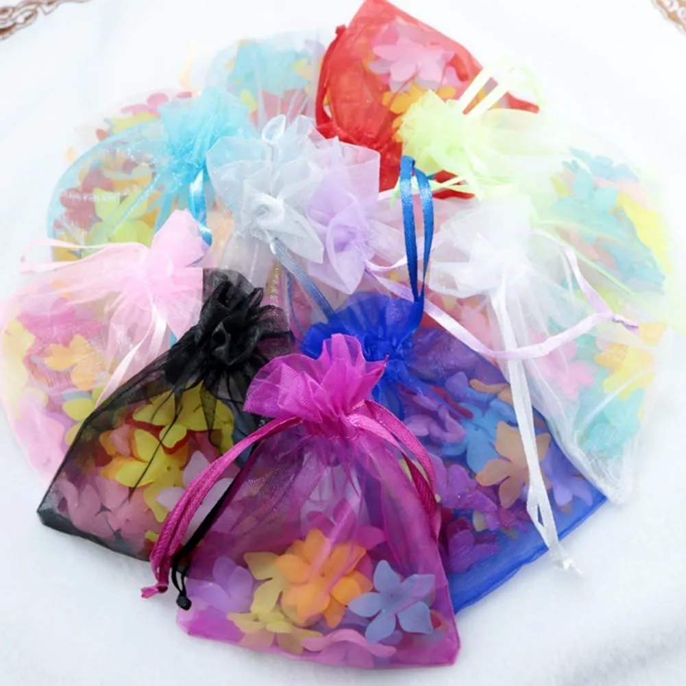 Wudygirl Organza Bags 6x9 50PCS With Drawstring - Storage Pouches for Jewelry, Candles, Brushes, Cards, Cosmetics, Wine Bottles - Birthday, Wedding Favor, Holiday (50pcs Blend 6.7x9)