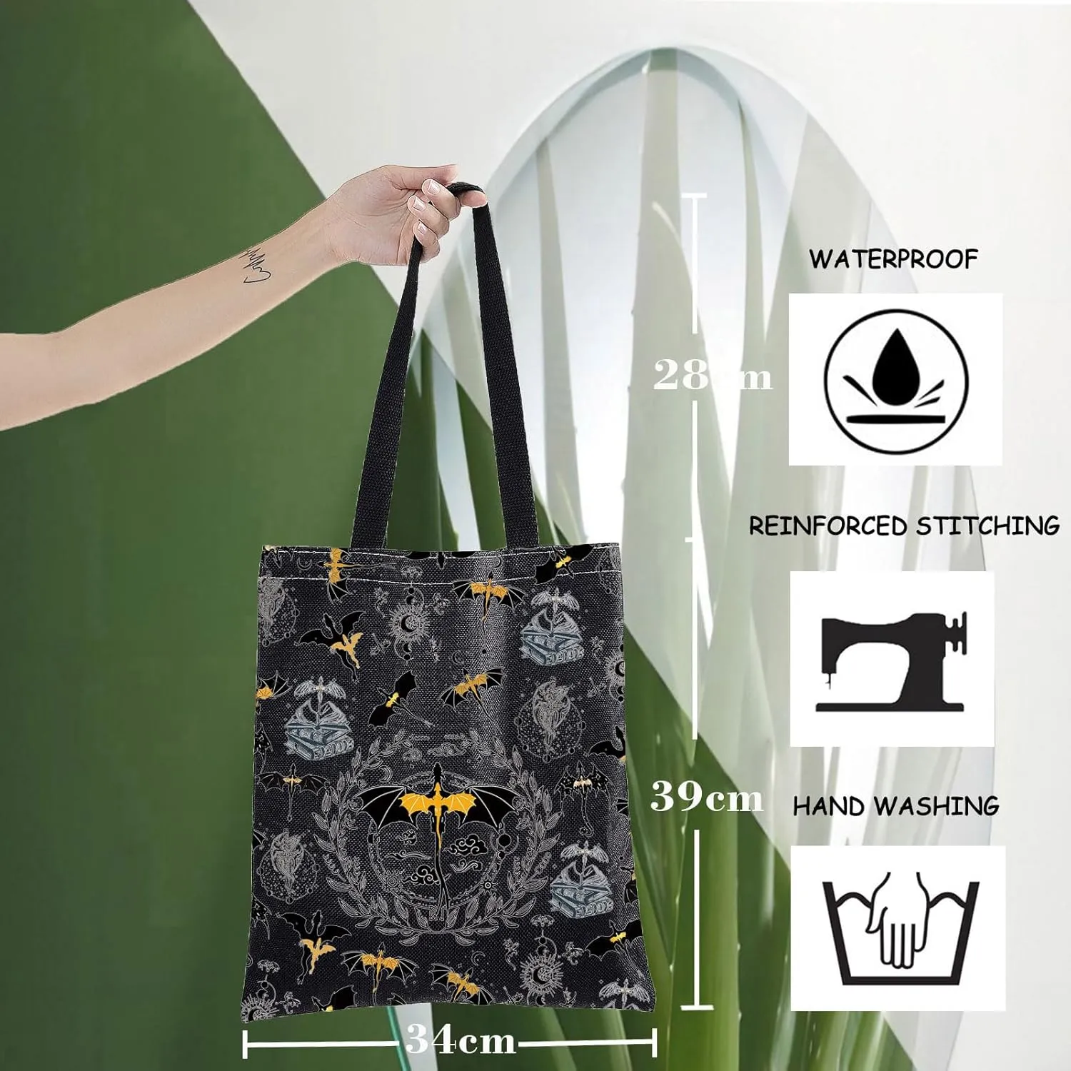 WZMPA 4th Wing Tote Bag Dragon Ridder Inspired Gift Violet Sorrengail Reusable Grocery Bag Bookish Merchandise