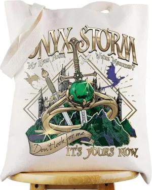 WZMPA Fantasy Novel Tote Bag 4th Wing Inspired Gift Dragon Rider 4th Wing Reusable Grocery Bag Novel Lover Merchandise