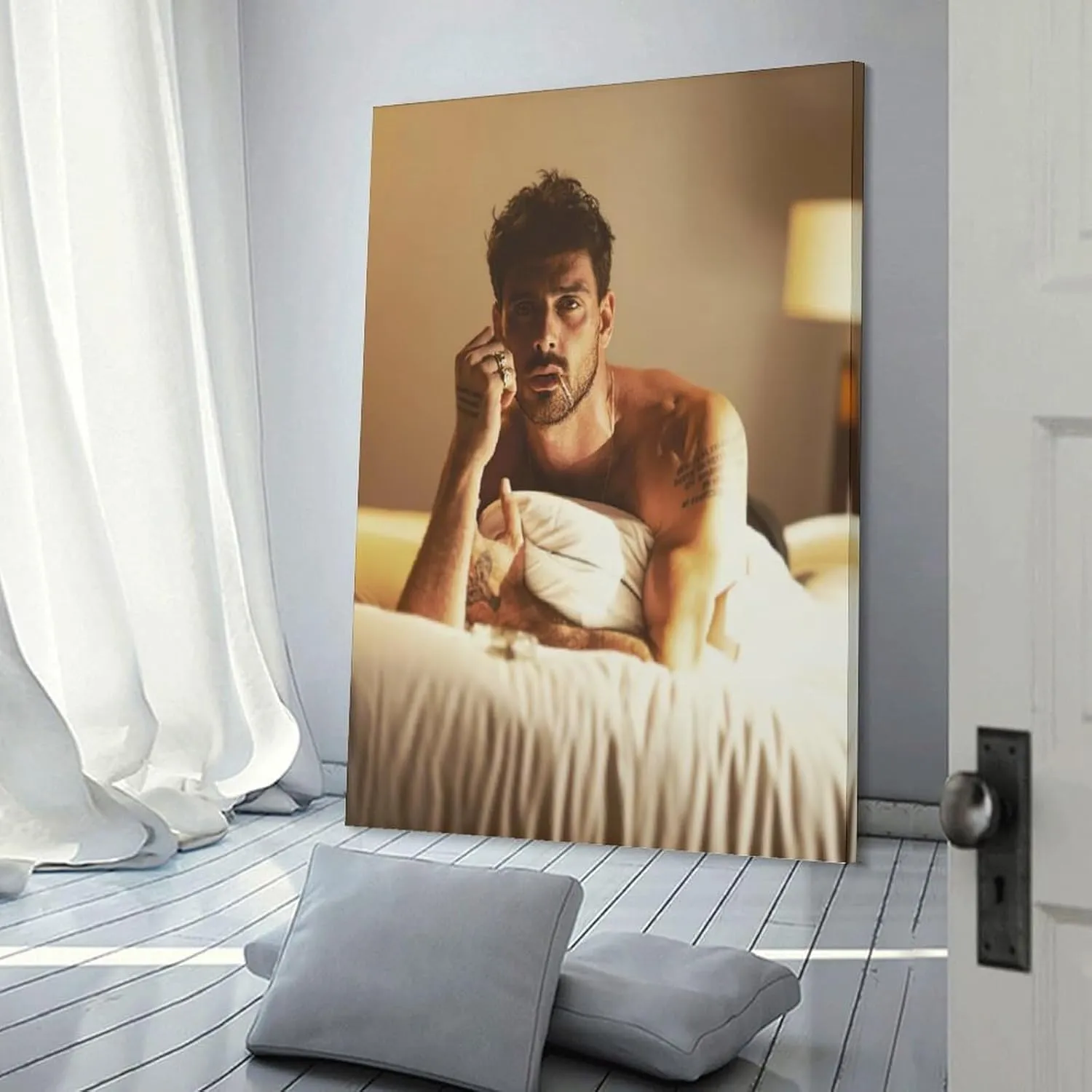 XLWQDSF Actor Michele Morrone Home Decoration Wall Art Posters For Room Aesthetic Poster For Living Room Bedroom Bathroom Office DecorFrame-Poster08x12inch(20x30cm)