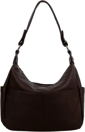 YALUXE Women's Genuine Leather Shoulder Bags Hobo Handbags Purses with Double Zipper Pockets and Crossbody Strap