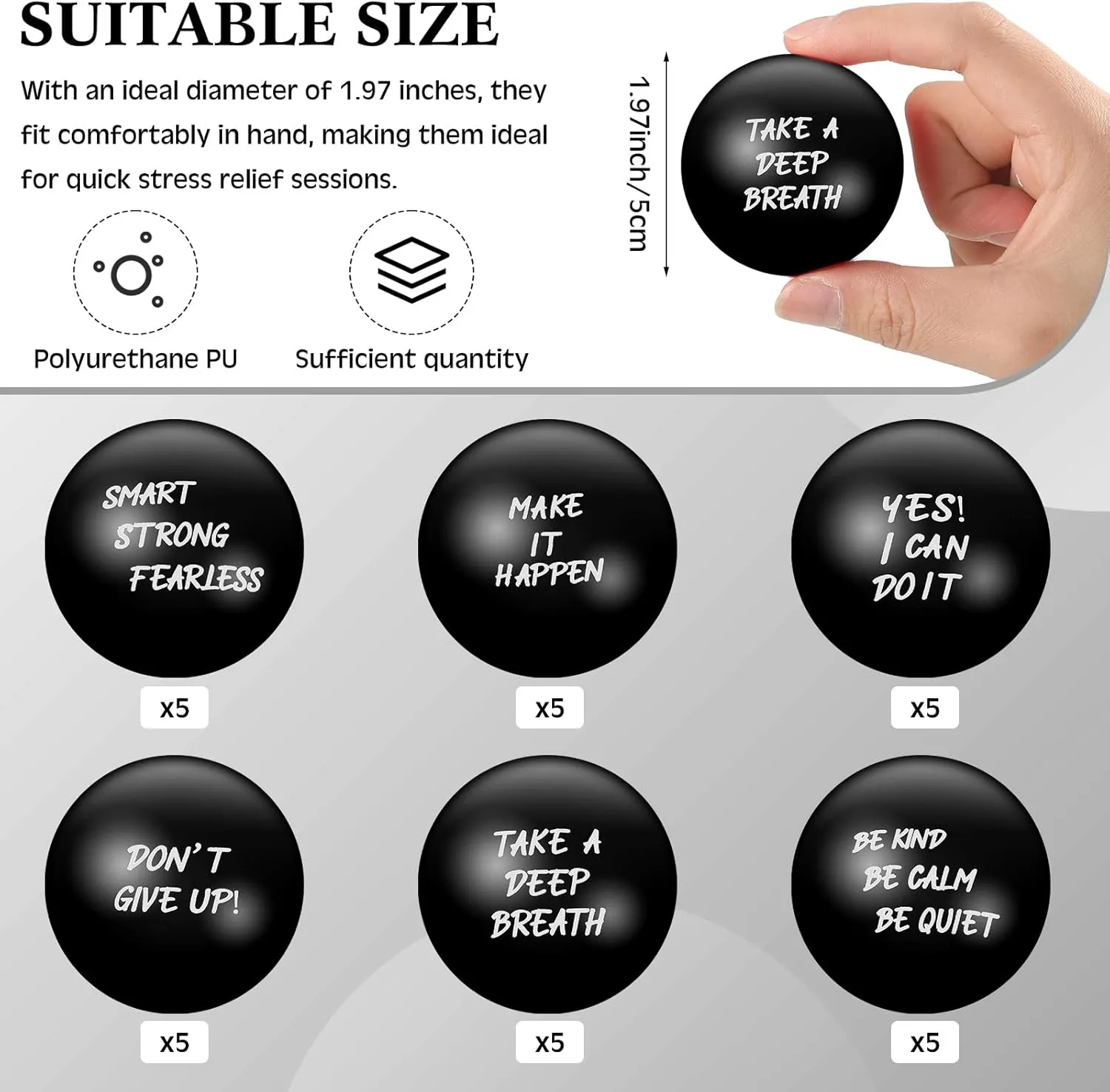 Yeaqee 30 Set Stress Balls for Adults Bulk Motivational Stress Balls Inspirational Quote Pens Organza Bags Funny Relief Gifts for Employees Coworkers Team(Black)
