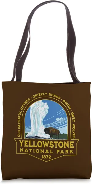 Yellowstone National Park Bison Geyser Vacation Souvenir Tote Bag