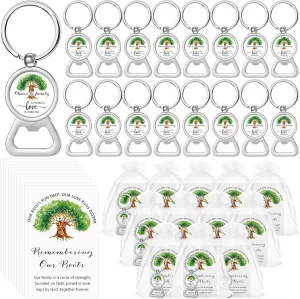 Yinkin 40 Sets Family Reunion Favors Bulk Bottle Opener Keychains Cards and Bags Cheer to Family Gathering Gifts Decorations