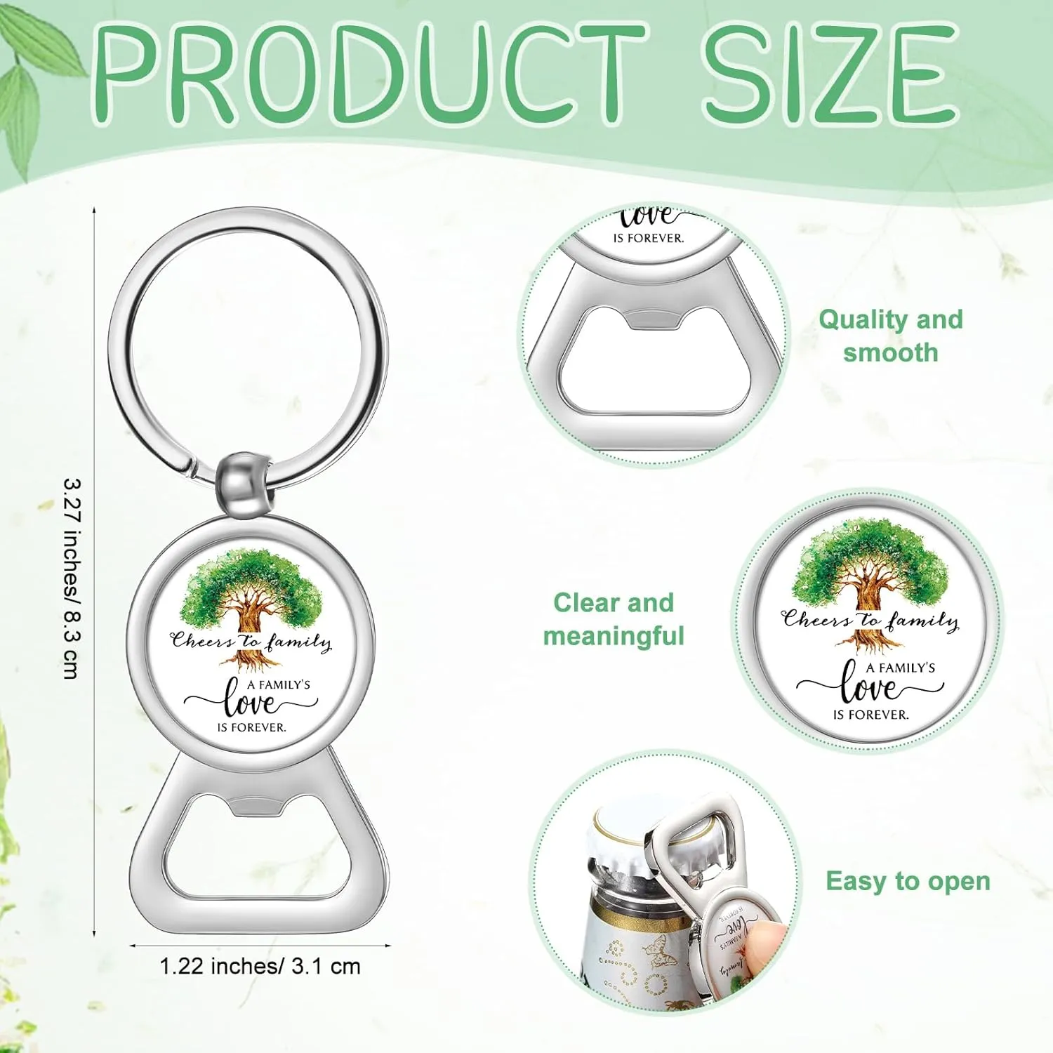 Yinkin 40 Sets Family Reunion Favors Bulk Bottle Opener Keychains Cards and Bags Cheer to Family Gathering Gifts Decorations
