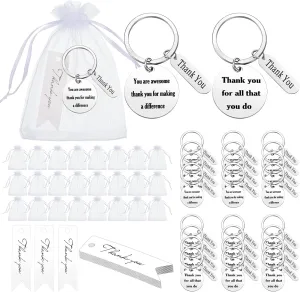 Yinkin 72 Pcs Employee Appreciation Gift Bulk for Employee Thank You Gifts Keychains with Bags for Teacher Graduation