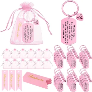 Yinkin 72 Pcs Employee Appreciation Gifts Bulk for Coworkers Thank You Gifts Keychains Organza Bags with Cards for Teacher Nurse Staff