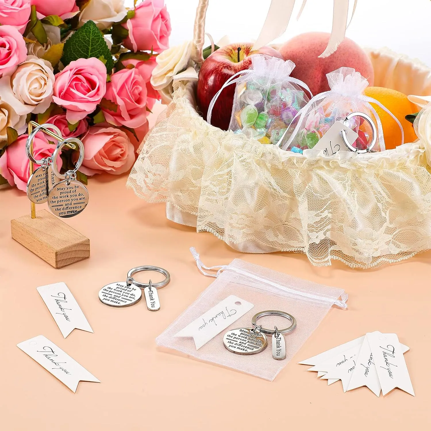 Yinkin 72 Pcs Employee Appreciation Gifts Bulk Staff Thank You Gifts Organza Bags with Thank You Cards for Graduation Teacher, Nurse Coworkers Appreciation Favors