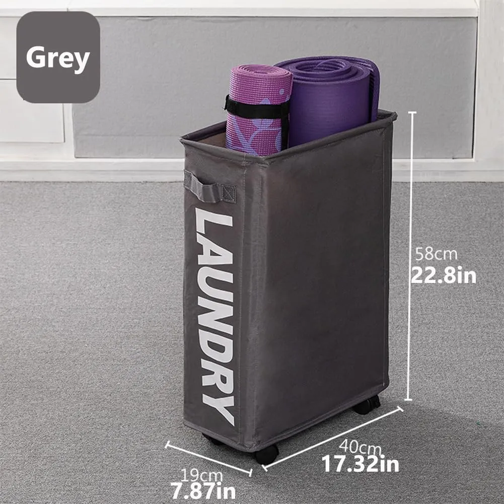 Yoga Mat Storage Home Gym Foldable Storage Basket with 4 Wheels Canvas Organizer