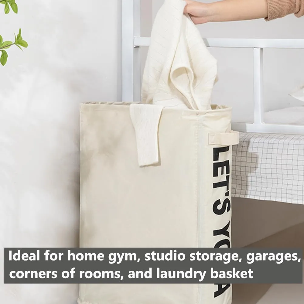 Yoga Mat Storage Home Gym Foldable Storage Basket with 4 Wheels Canvas Organizer