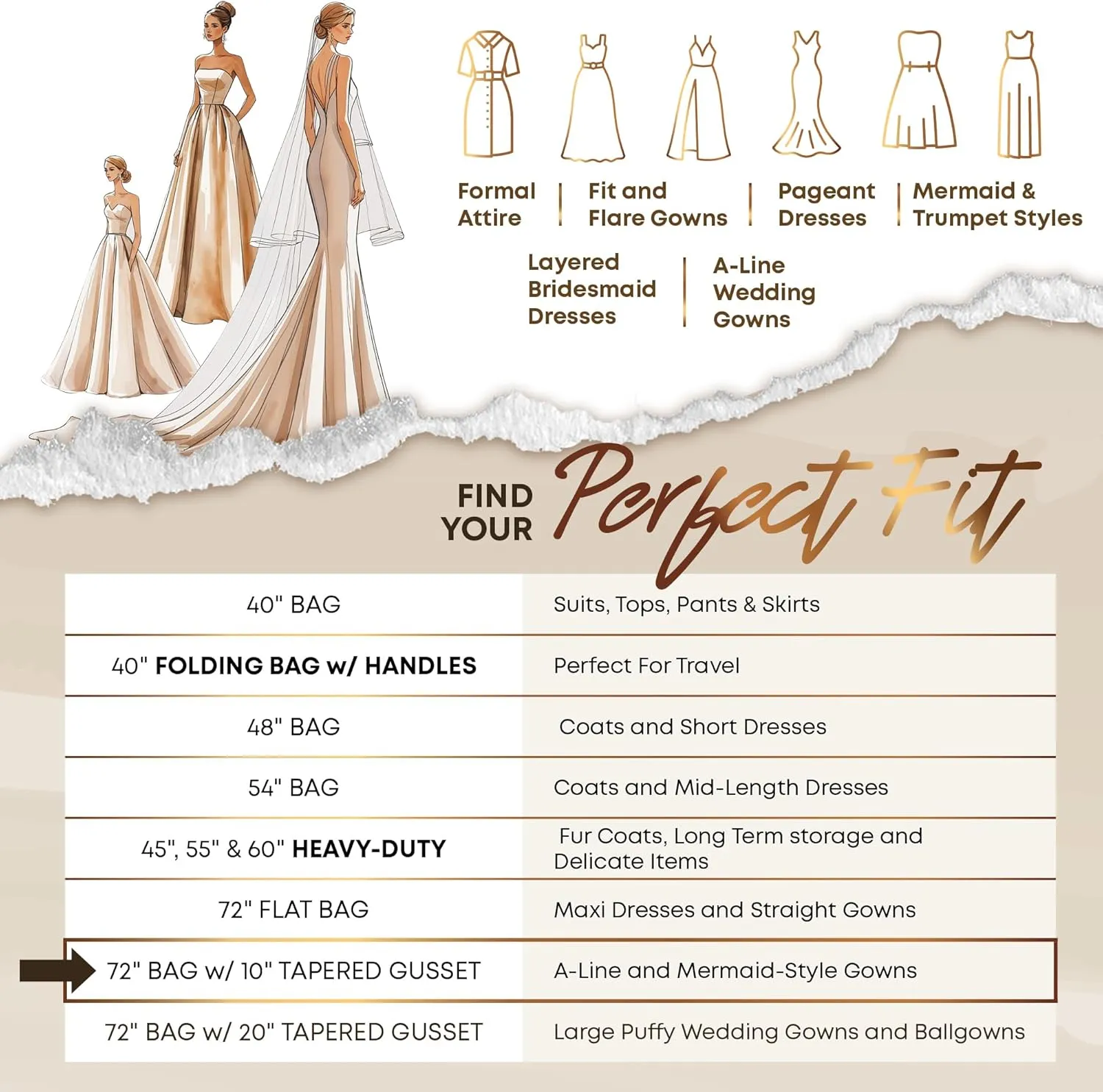 Your Bags 72" Wedding Dress Bag for Gowns Long - Long Garment Bags for Hanging Clothes & Closet Storage - Durable Travel Bag for Women with ID Window - (Grey/White Damask Print)