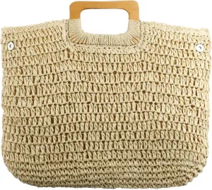 YYW Large Handwoven Straw Bag Travel Shopping Handbag Woven Straw Beach Bag for Women Girls