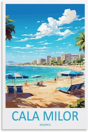 ZJLAMZ Cala Milor Travel Print Cala Milor Décor Cala Milor Spain Gift Canvas Poster Bedroom Decor Sports Landscape Office Room Decor Gift Unframe 24x36inch(60x90cm)