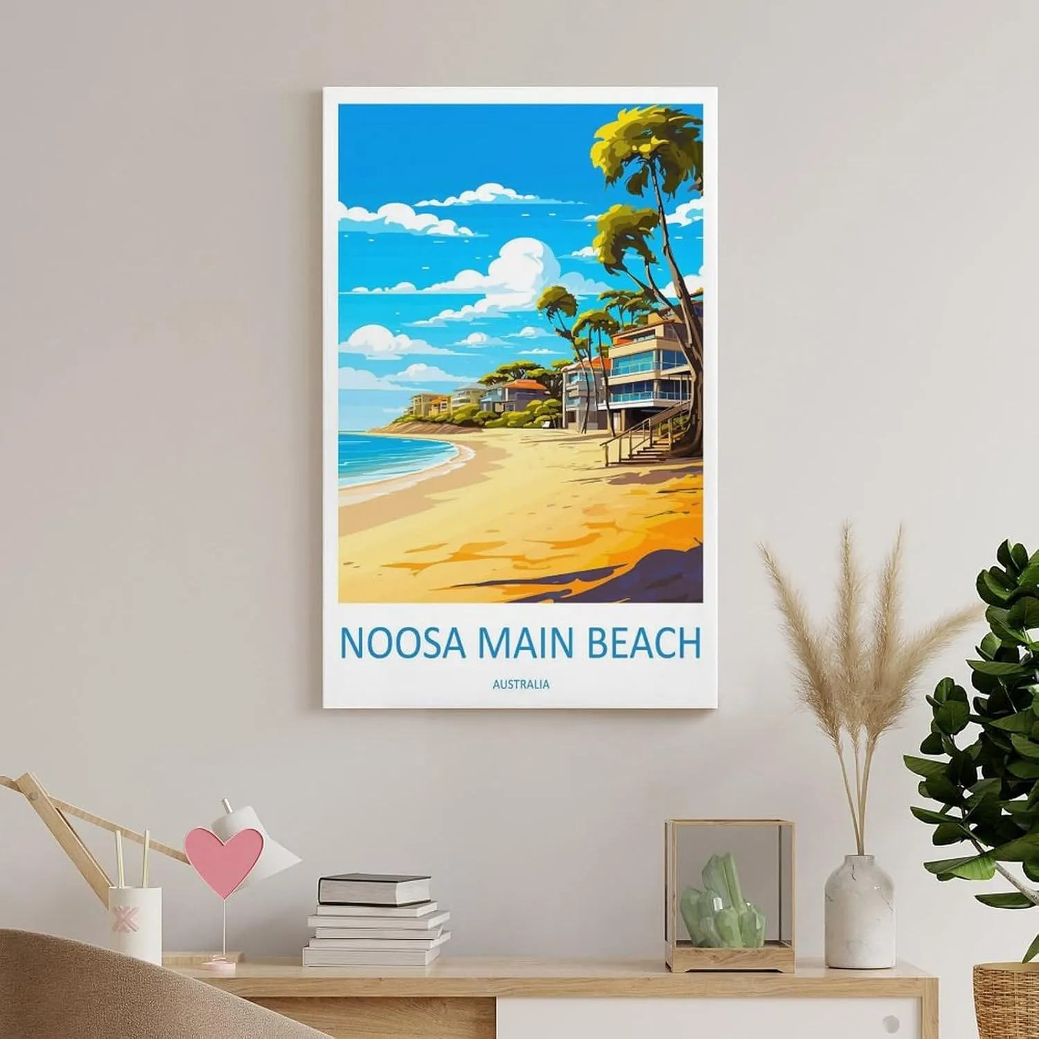 ZJLAMZ Noosa Main Beach Travel Print Noosa Main Beach Décor Noosa Main Beach Australia Poster Canvas Posters Wall Art Bedroom Office Room Decor Gift Unframe 20x30inch(50x75cm)
