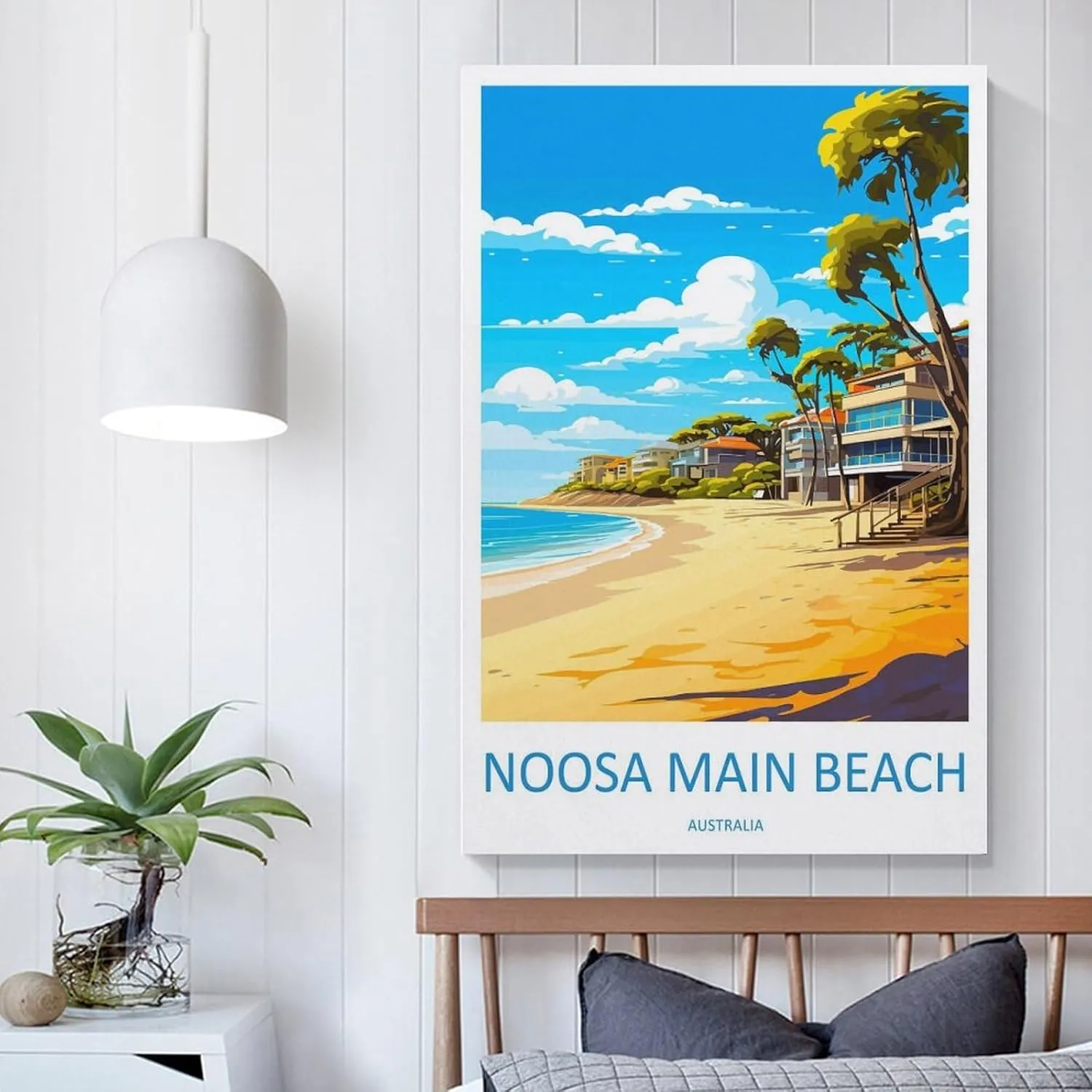 ZJLAMZ Noosa Main Beach Travel Print Noosa Main Beach Décor Noosa Main Beach Australia Poster Canvas Posters Wall Art Bedroom Office Room Decor Gift Unframe 20x30inch(50x75cm)