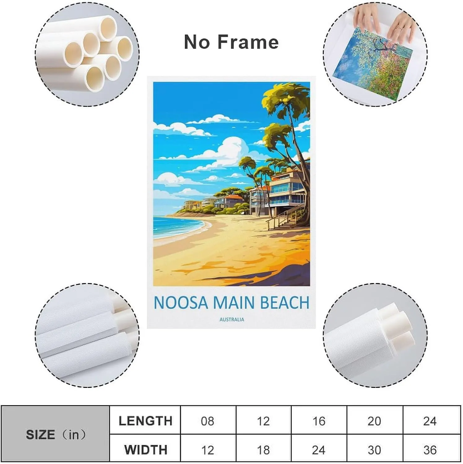 ZJLAMZ Noosa Main Beach Travel Print Noosa Main Beach Décor Noosa Main Beach Australia Poster Canvas Posters Wall Art Bedroom Office Room Decor Gift Unframe 20x30inch(50x75cm)