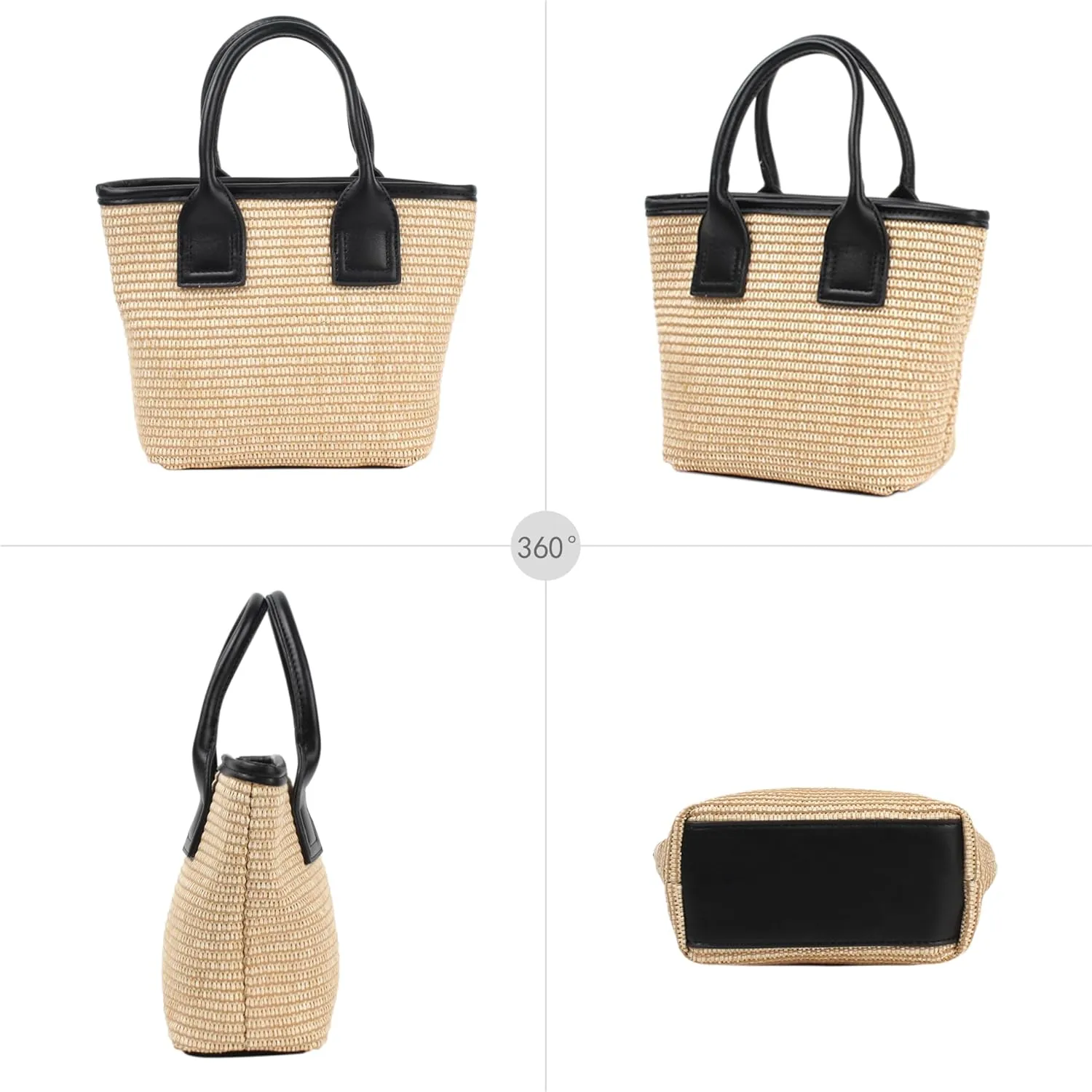 ZLM BAG US Women's Straw Top Handle Bag Handwoven Crochet Crossbody Shoulder Bag Summer Hobo Purse