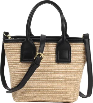 ZLM BAG US Women's Straw Top Handle Bag Handwoven Crochet Crossbody Shoulder Bag Summer Hobo Purse