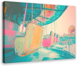 ZMLIS Vintage Amusement Park Art - Abandoned Rides with Rust And Neon Lights Canvas Art Poster And Wall Art Picture Print Modern Family Bedroom Decor Posters 24x36inch(60x90cm)