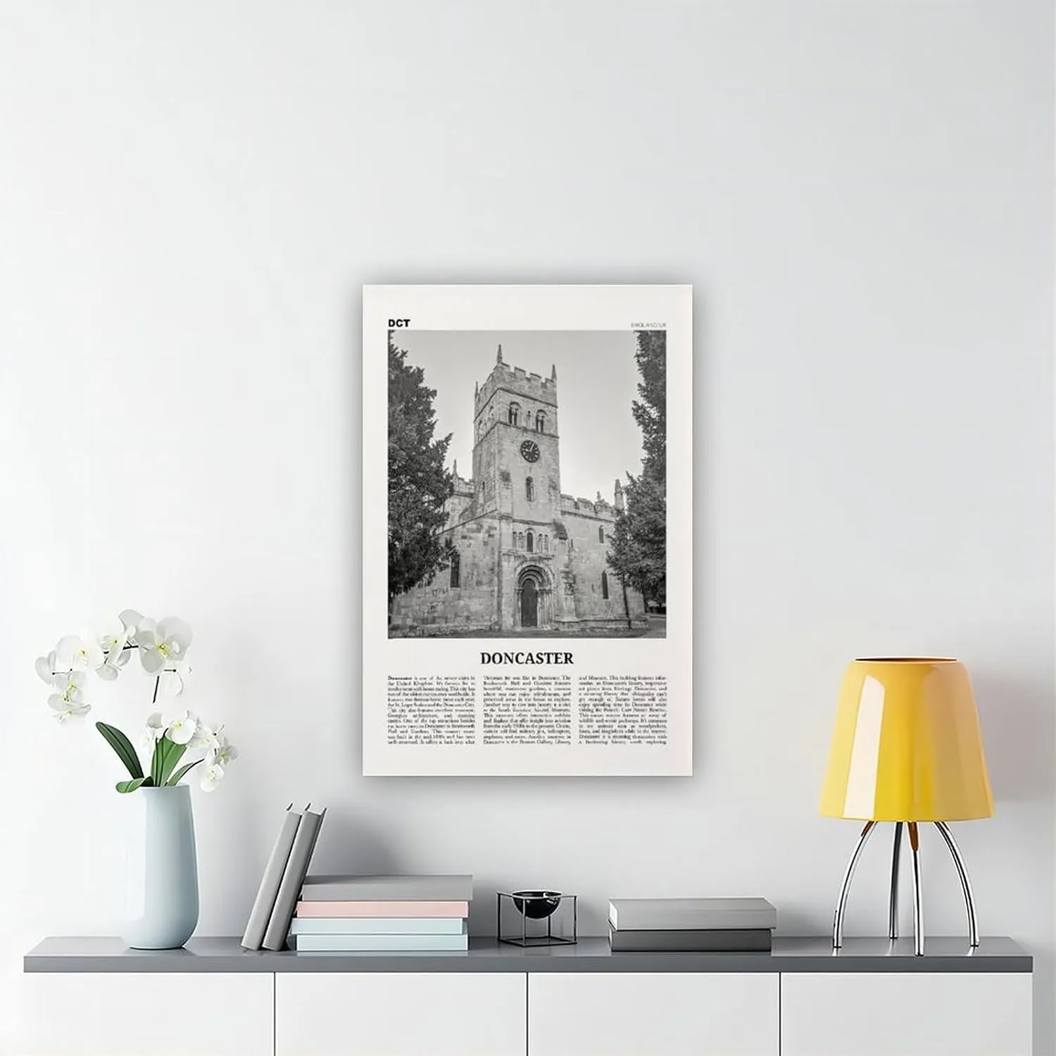 ZMLWMY Doncaster Black And White, England City Map Travel Landscape Poster for Room Aesthetics Canvas Wall Art And Print 24x36inch(60x90cm)