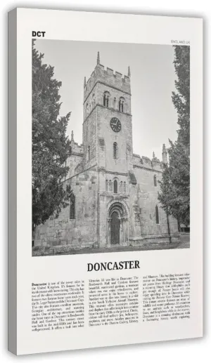 ZMLWMY Doncaster Black And White, England City Map Travel Landscape Poster for Room Aesthetics Canvas Wall Art And Print 24x36inch(60x90cm)