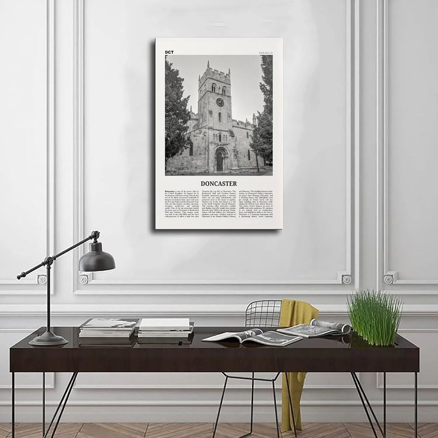 ZMLWMY Doncaster Black And White, England City Map Travel Landscape Poster for Room Aesthetics Canvas Wall Art And Print 24x36inch(60x90cm)