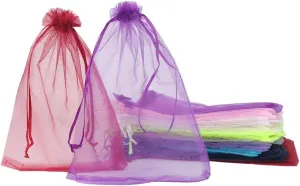 Zwish 100 Pack 6x9 Inches Organza Gif Bags 10 Mixed Solid Colors for Toys Candy Chocolate Party Christmas Wedding Favor Gift
