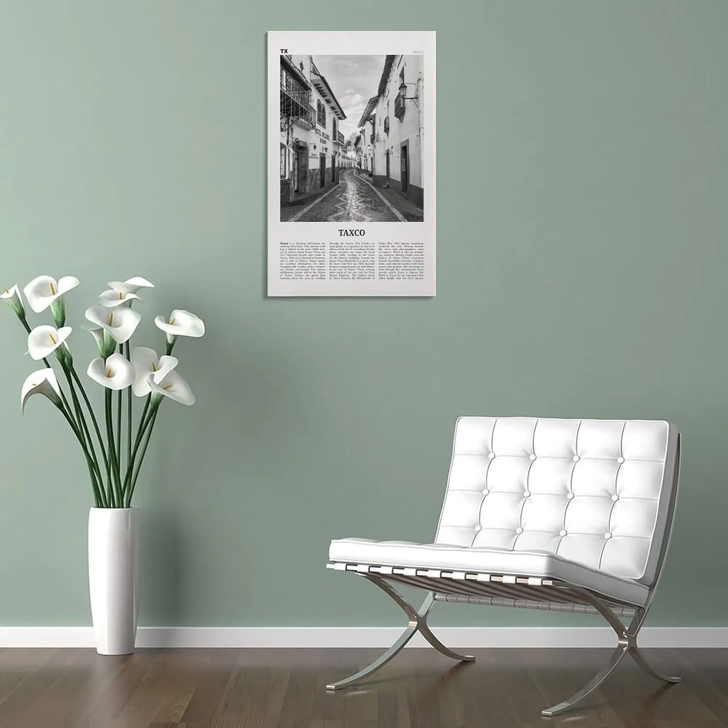 ZYSYML Taxco Print Black And White, Taxco Wall Art, Taxco Poster, Taxco Photo, Taxco Wall Décor, Taxco Map, Mexico Canvas Wall Art Poster Ready to Hang Framed 16x24inch