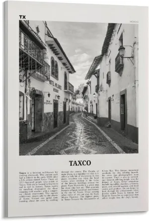 ZYSYML Taxco Print Black And White, Taxco Wall Art, Taxco Poster, Taxco Photo, Taxco Wall Décor, Taxco Map, Mexico Canvas Wall Art Poster Ready to Hang Framed 16x24inch