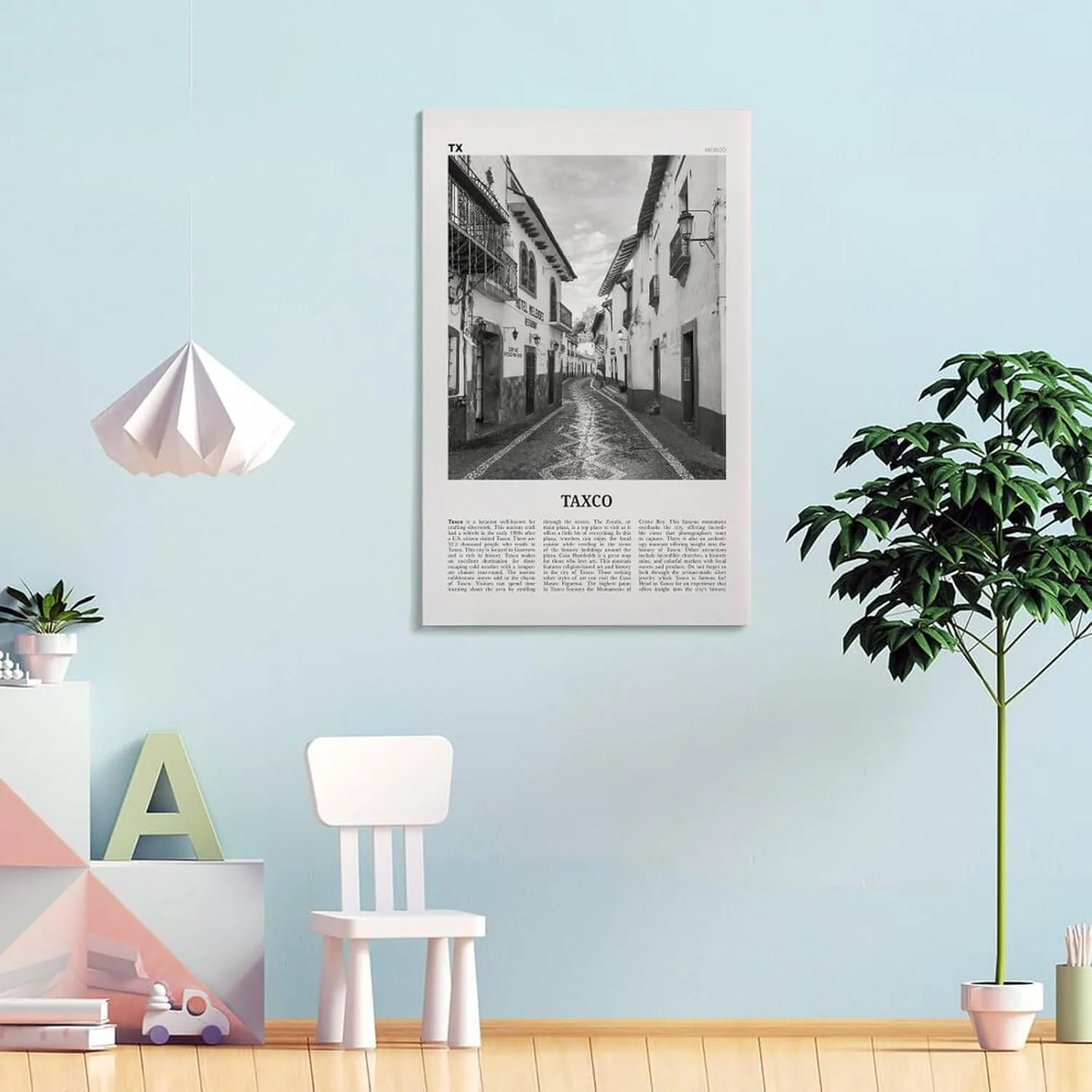 ZYSYML Taxco Print Black And White, Taxco Wall Art, Taxco Poster, Taxco Photo, Taxco Wall Décor, Taxco Map, Mexico Canvas Wall Art Poster Ready to Hang Framed 16x24inch