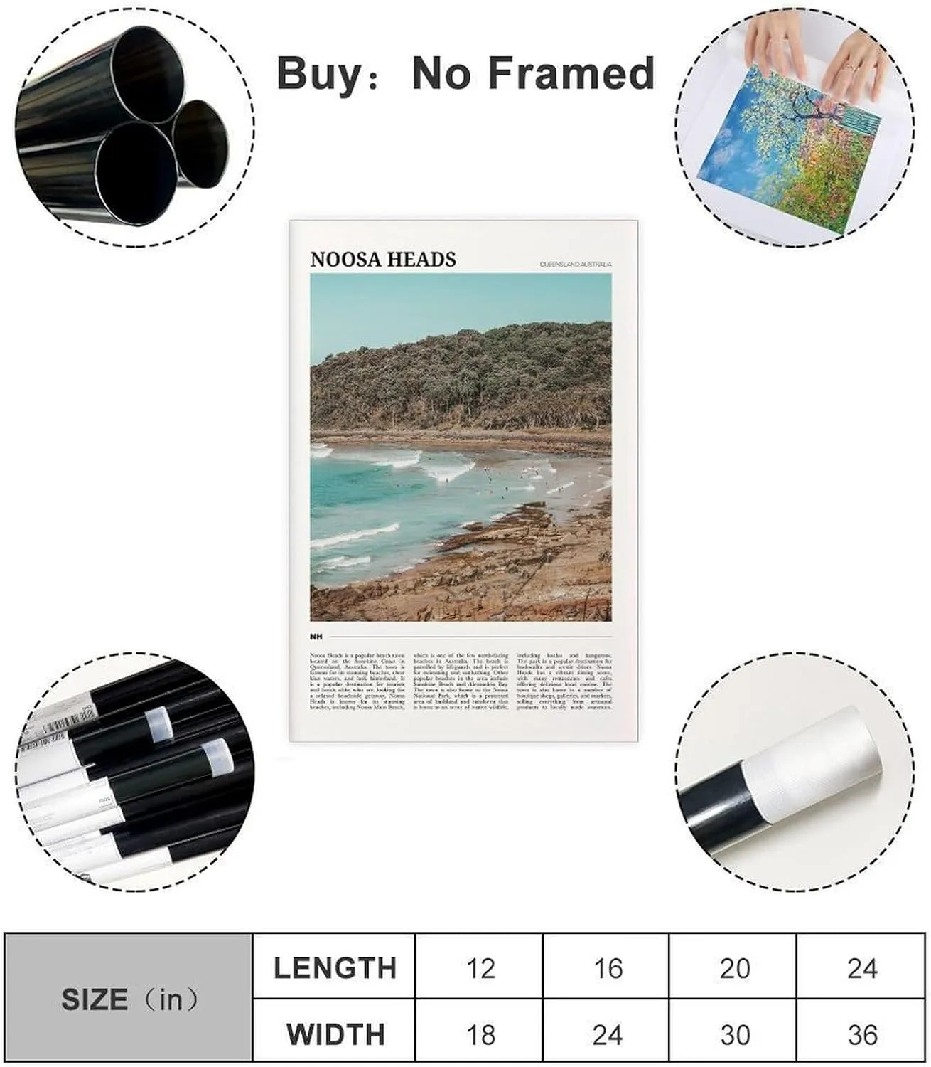 ZZLLZ Noosa Heads Travel Poster Canvas Poster Wall Art Bedroom Decor Office Room Kitchen Decor Gift 20x30inch(50x75cm)