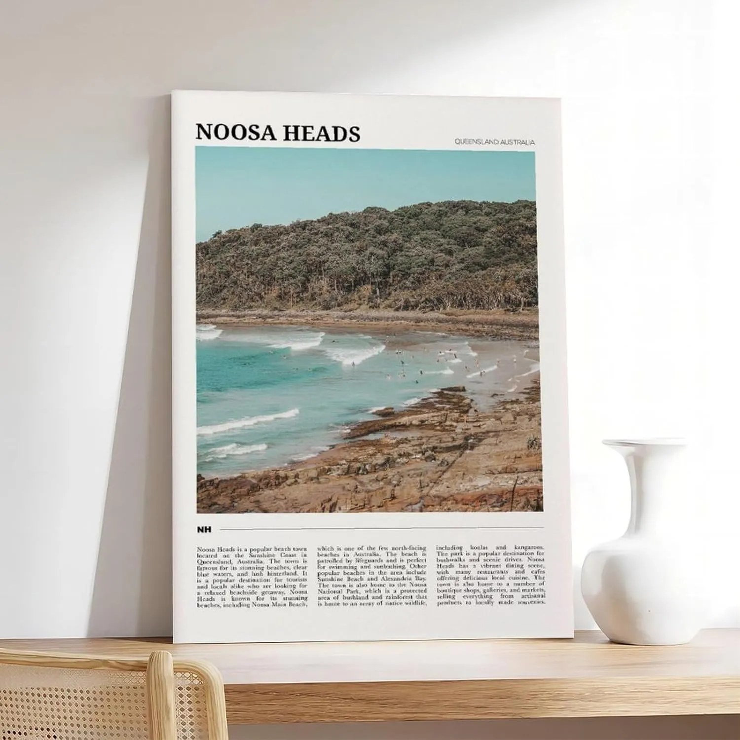 ZZLLZ Noosa Heads Travel Poster Canvas Poster Wall Art Bedroom Decor Office Room Kitchen Decor Gift 20x30inch(50x75cm)